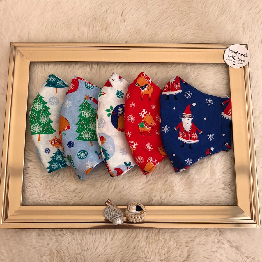 Handmade Christmas Face Mask.100%Cotton