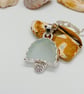 Sea glass necklace with ammonite sterling silver