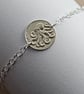 Octopus Engraved Sterling Silver Coin Bracelet