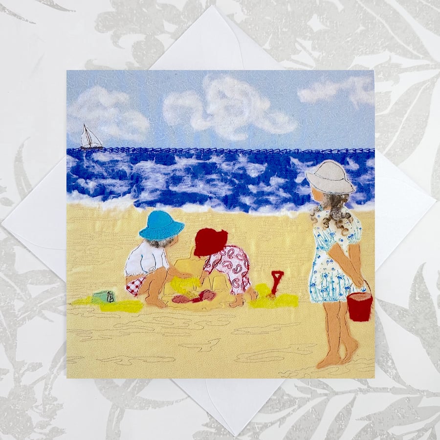 Birthday card - girl on beach