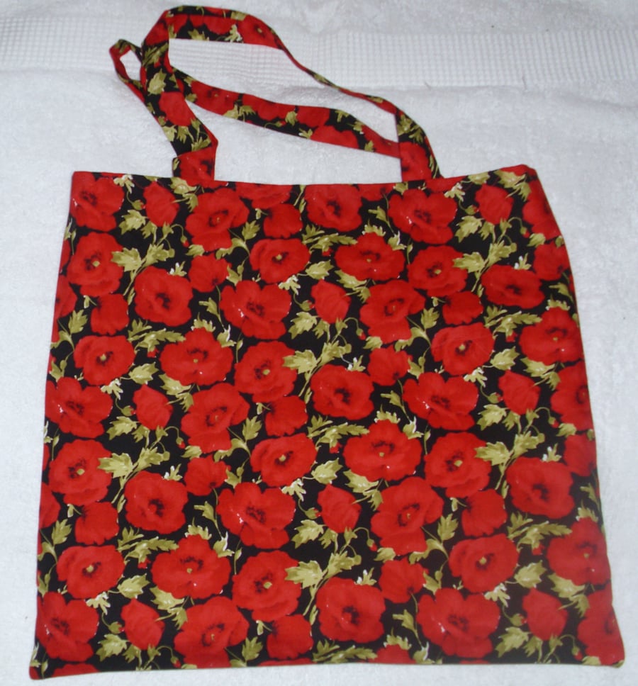 Bright red poppies cloth shopping bag, Tote bag
