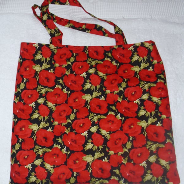 Bright red poppies cloth shopping bag, Tote bag