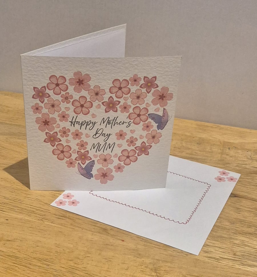 Flower Heart Happy Mother's Day Card