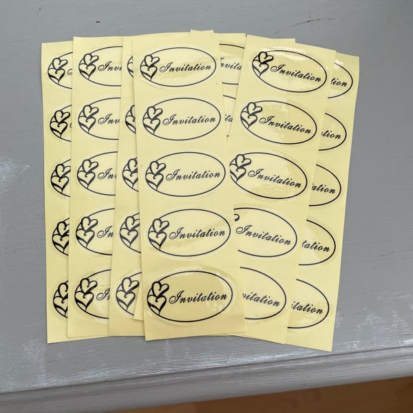 Set of 50 clear Invitation stickers