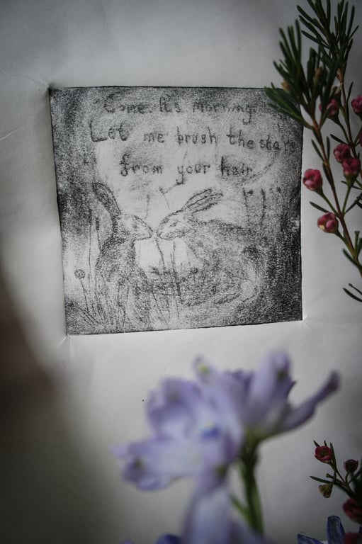 Two Hares, Drypoint Print