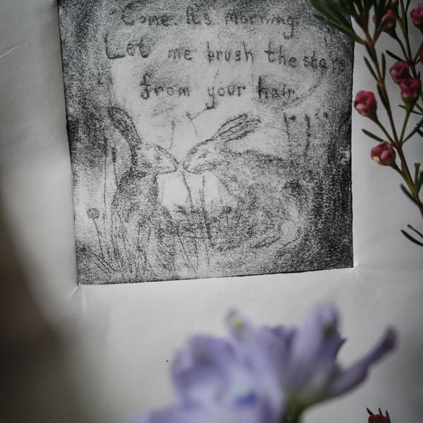 Two Hares, Drypoint Print