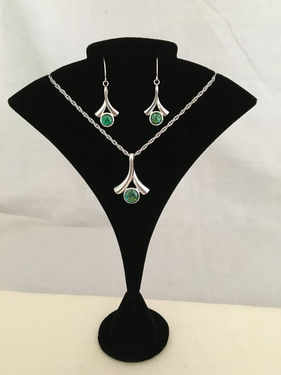 Wishbone Pendant and Earring Jewellery Set