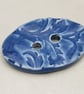 Large Ice Blue Brocade Oval Handmade Ceramic Button - Image 4
