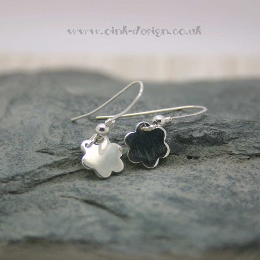  Sterling silver flower drop earrings