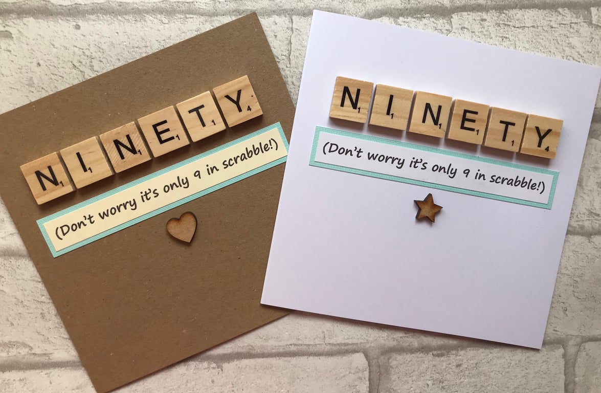 Handmade 90th Birthday Card: Scrabble Tile Design