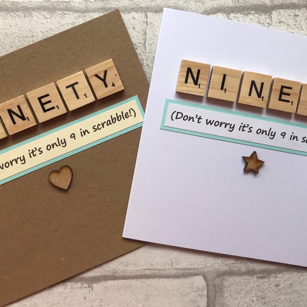 Handmade 90th Birthday Card: Scrabble Tile Design