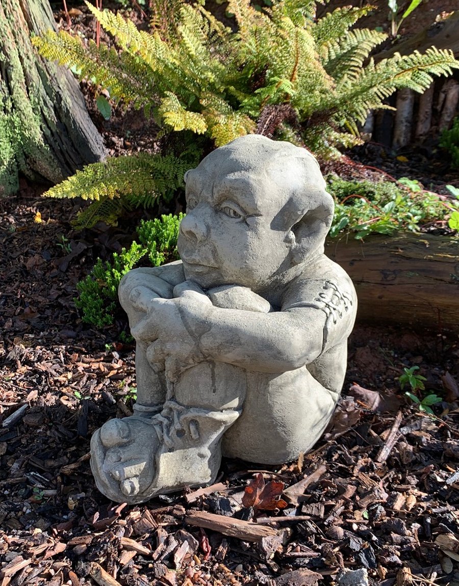Hector the Sitting Troll Stone Garden Ornament