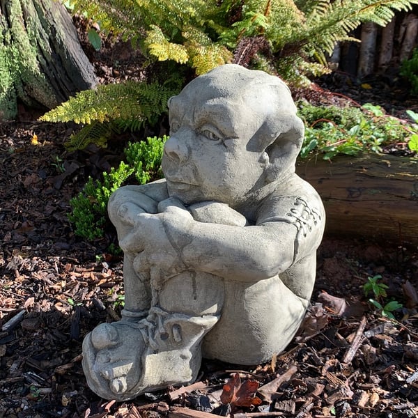Hector the Sitting Troll Stone Garden Ornament