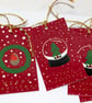 10 Christmas gift tags 'Robins and snow globes', gift wrapping accessory  - Image 1