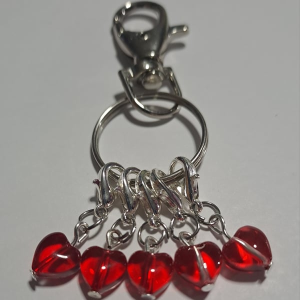 red heart stitch marker set