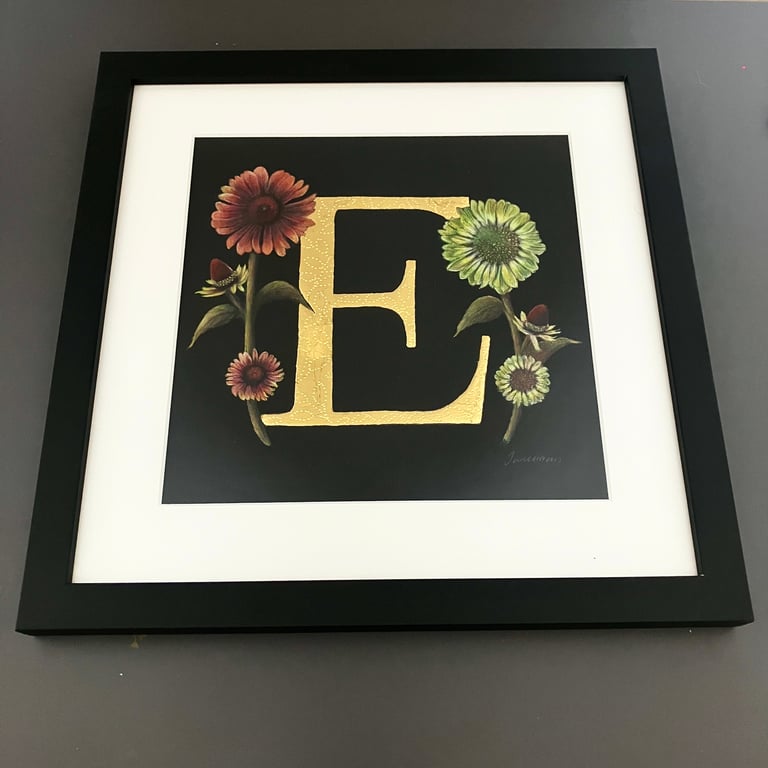 Echinacea Gilded Letter E Original Art
