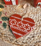 Beautiful Hand Painted Wooden Heart Christmas Decoration - Image 1