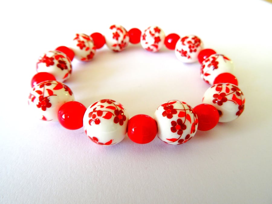 Porcelain hand painted flower bracelet