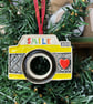 Fun ceramic Camera Christmas decoration yellow - Image 1