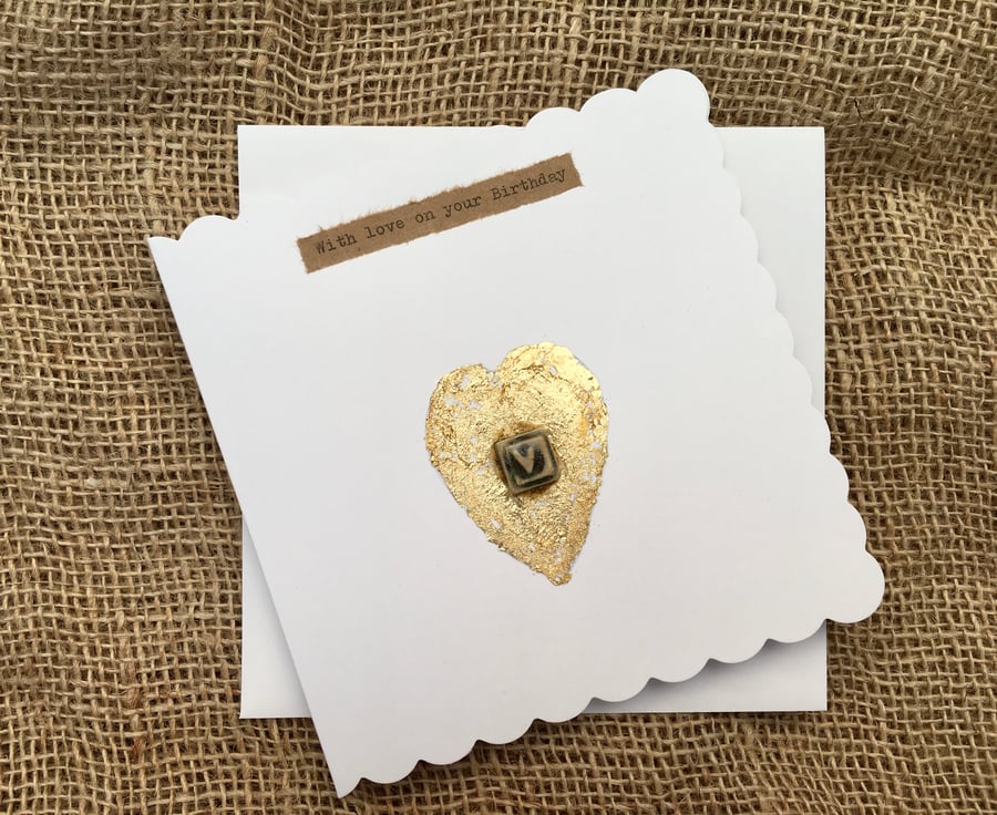 Hand made birthday card, ceramic card, unique design