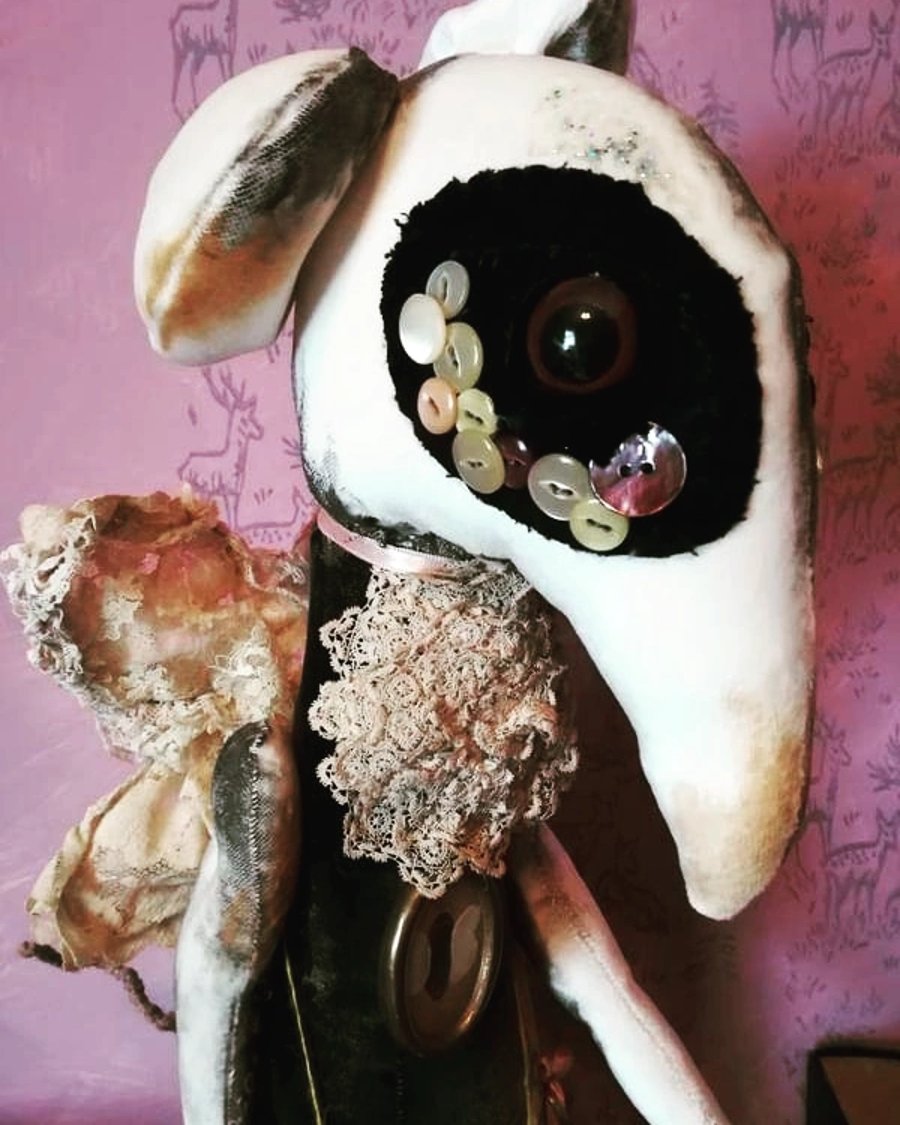 Primitive textile art Rat, sculpture, textile art, vintage style,animal art dol