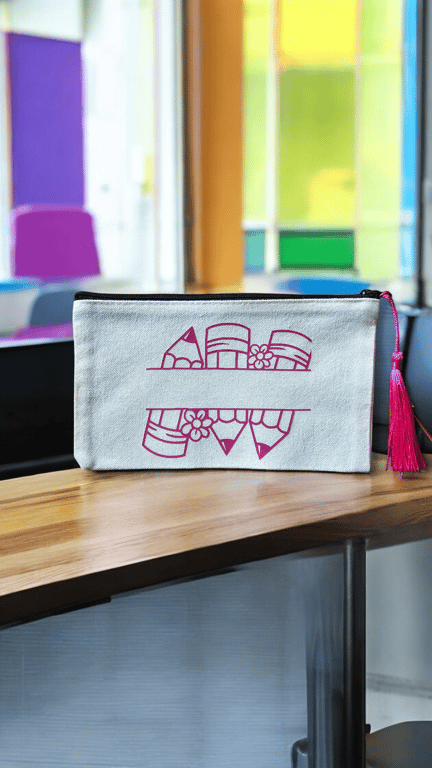 Personalised pencil case with tassel