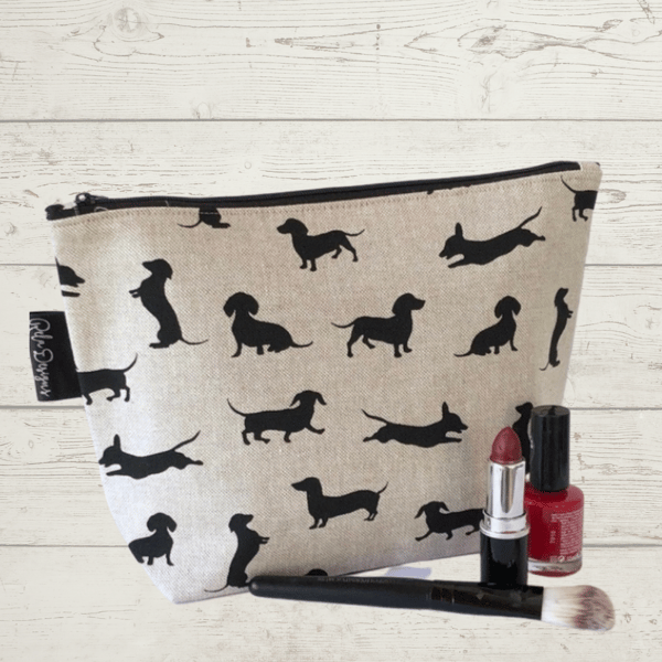 Make up bag linen dachshunds