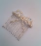 Cream Pearl and Crystal Bow Hair Comb, Beaded Hair Accessory, Prom Accessory - Image 10