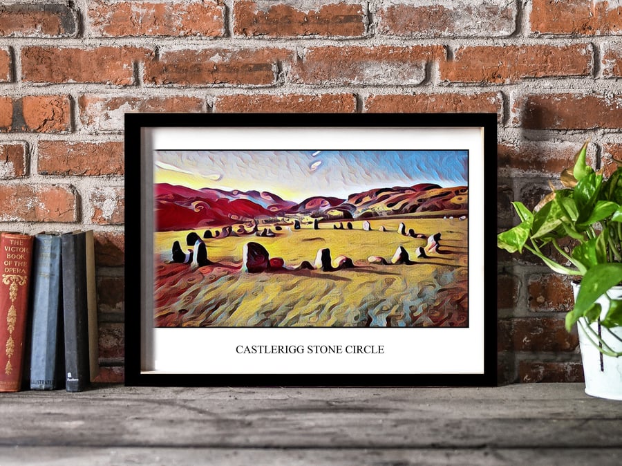 Castlerigg Stone Circle - Original Lake District Art Print - A4 unframed