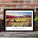 Castlerigg Stone Circle - Original Lake District Art Print - A4 unframed