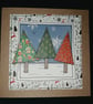 Quirky art set of 5 beautiful handmade Christmas tree blank cards and envelopes - Image 6
