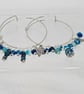 Adjustable Gemstone Bangles- Blue Agate- Star Cut Agate- Crysocolla-Silver Leave