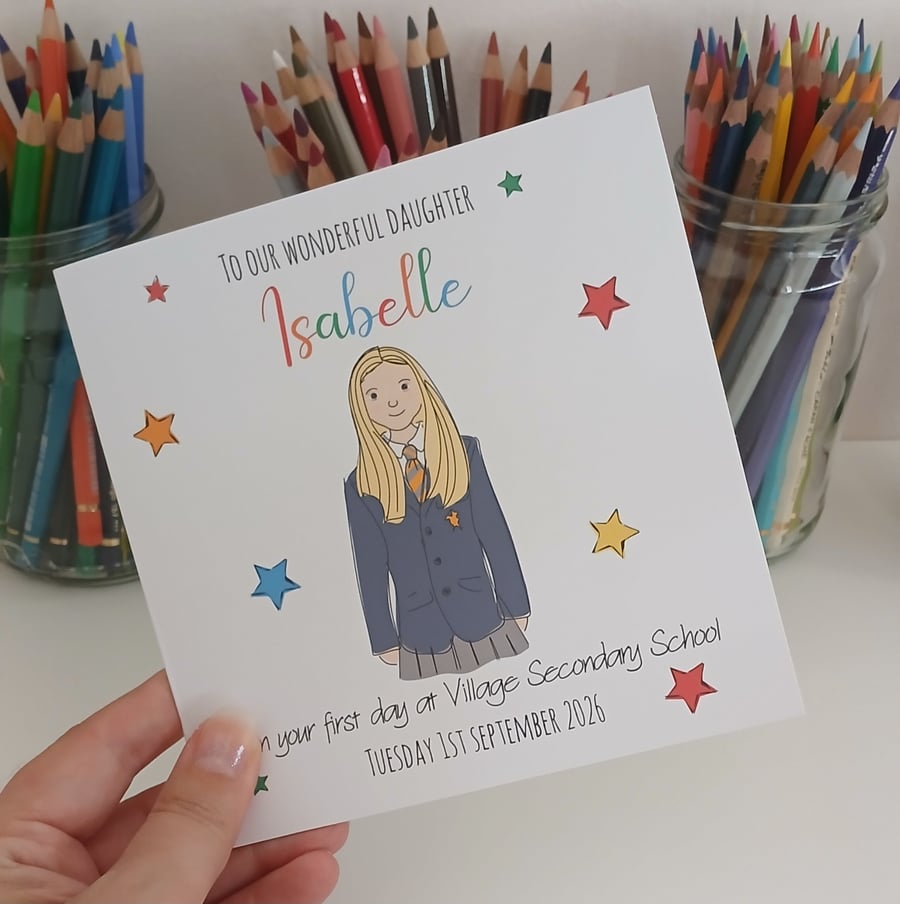 First Day at Secondary School Personalised Good Luck Card