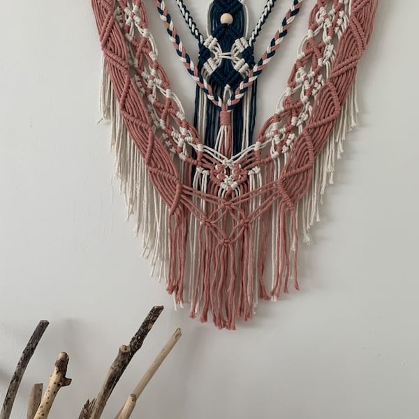 Macrame Wall Hanging in three colours - Folksy