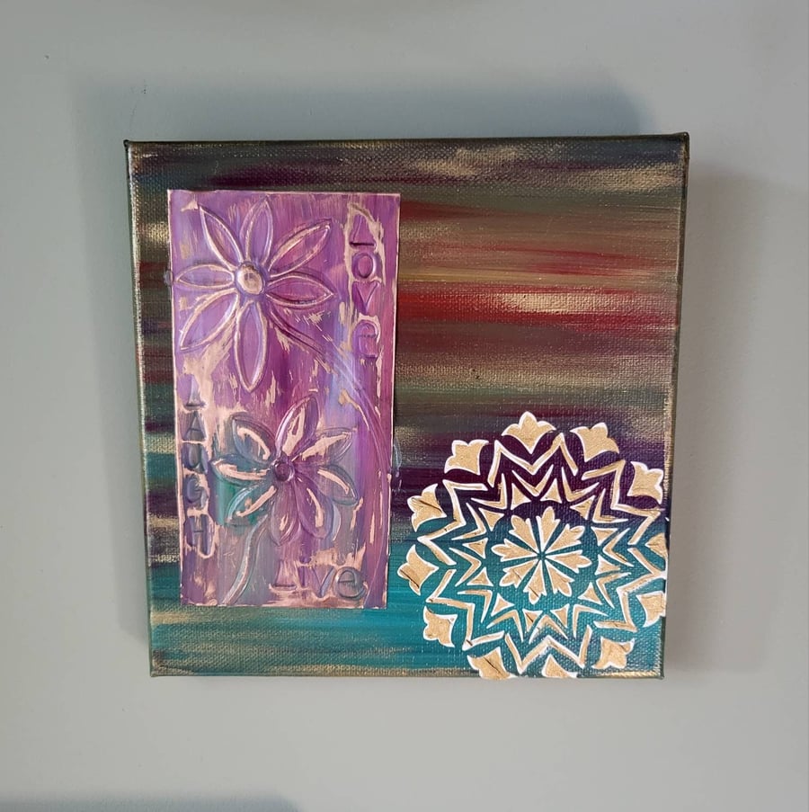 Mandala art, repousse, colourful artwork, wall décor, sacred space, wall artwork