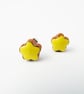 Flower stud earrings, yellow. - Image 2