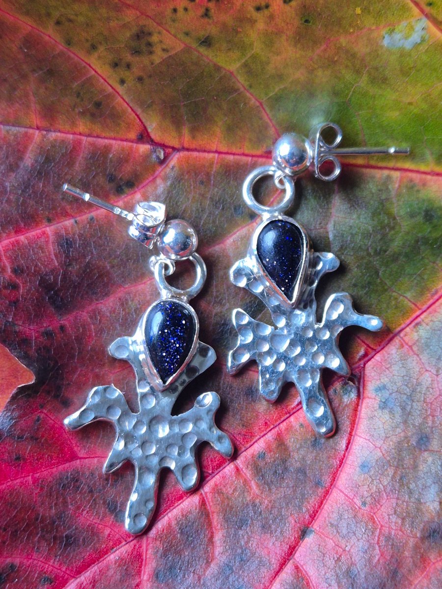 Sterling silver earings with blue goldstone 