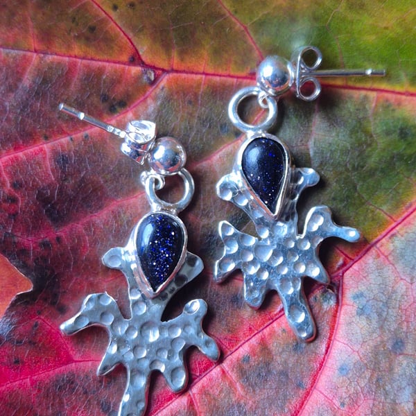 Sterling silver earings with blue goldstone 