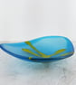 Glass Dish in Turquoise Blue with Seaweed Motif - Image 1