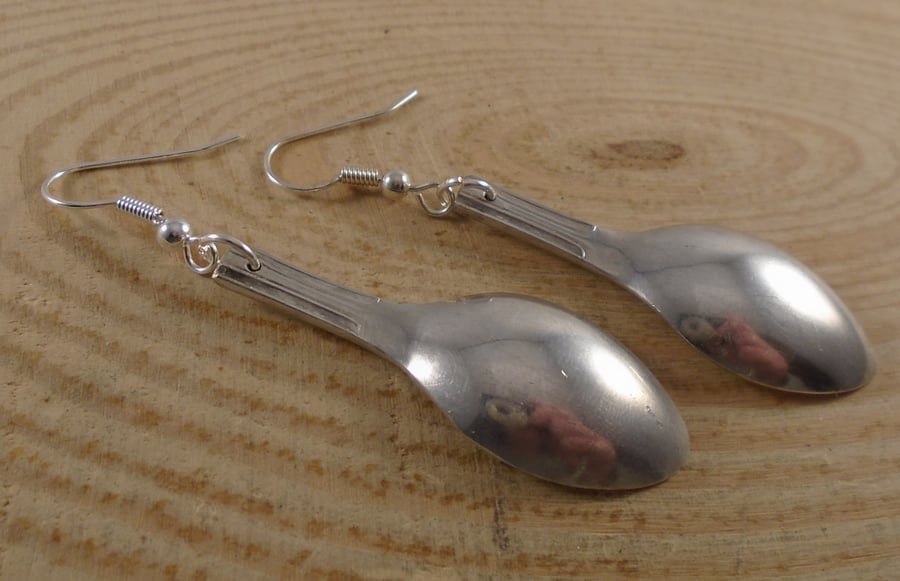 Upcycled Silver Plated Sugar Tong Spoon Earrings SPE112003