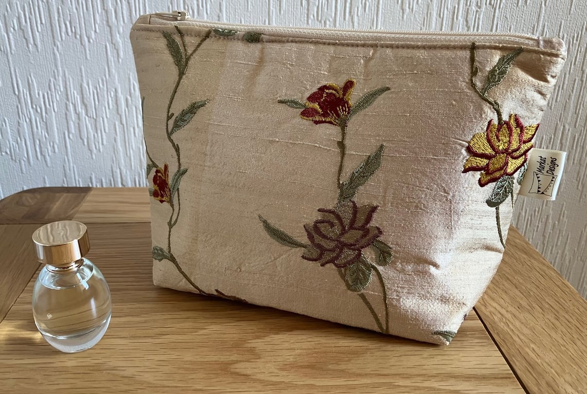 Luxury Cream Makeup Bag, Handmade in the UK