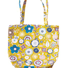 Mustard Gold Flower Design Tote Bag