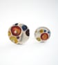 Tiny Round Enamel Silver Post Earrings - Image 4