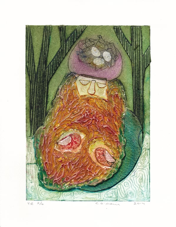 The Gentle Giant 2 - Original Collagraph print - Handmade print