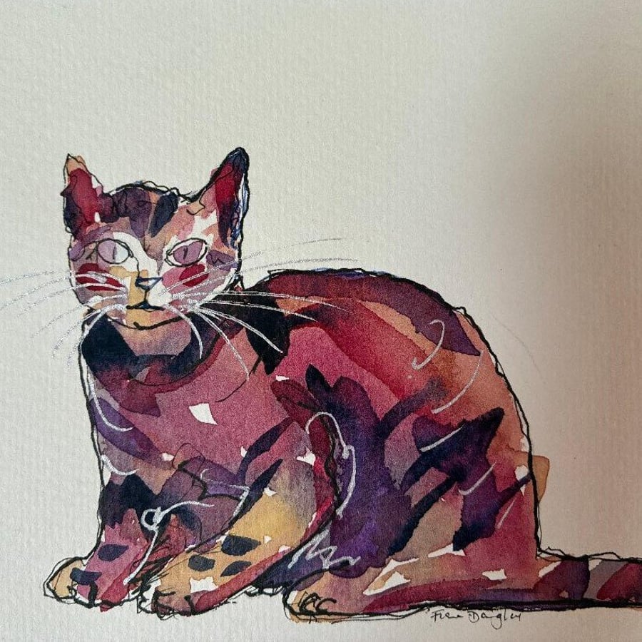 Observant - original watercolour based on the game 'The Minister's Cat'