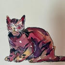 Observant - original watercolour based on the game 'The Minister's Cat'