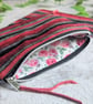 Striped Chenille and Upcycled Denim Chambray Purse Pouch or Makeup Bag - Image 5