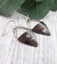 Earrings, Sterling Silver and Copper Triangle Floral Droppers