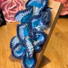 Blue framed crochet art