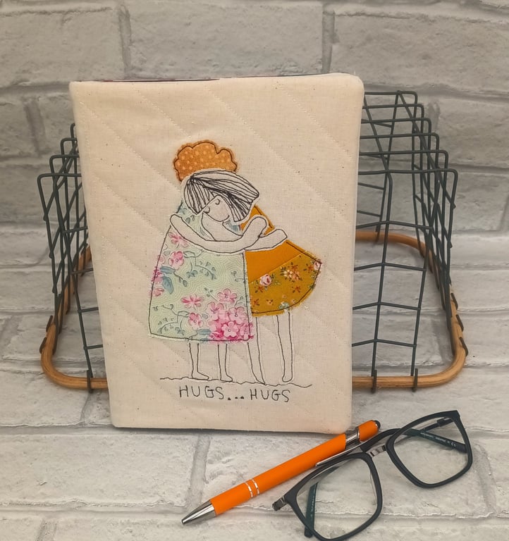A5 book reuseable fabric book cover, student gift, reusable book cover, applique